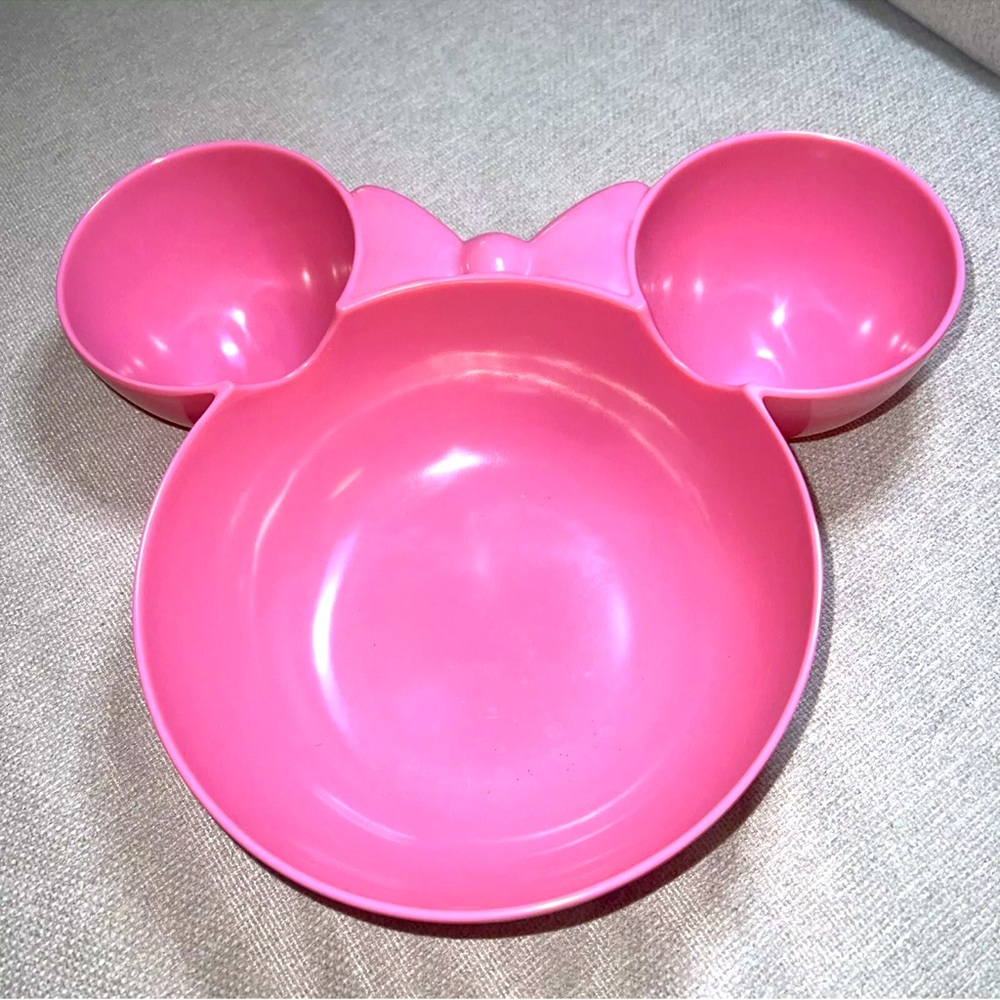DISNEY PINK MINNIE MOUSE EARS CHIP & DIP SNACK SERVING BOWL MELAMINE ZAK! DESIGN